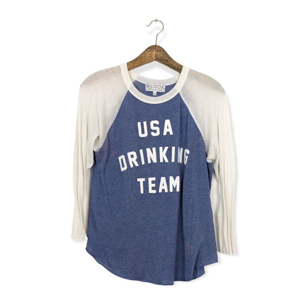 Wildfox Couture Blue 'USA Drinking Team' Graphic Tee